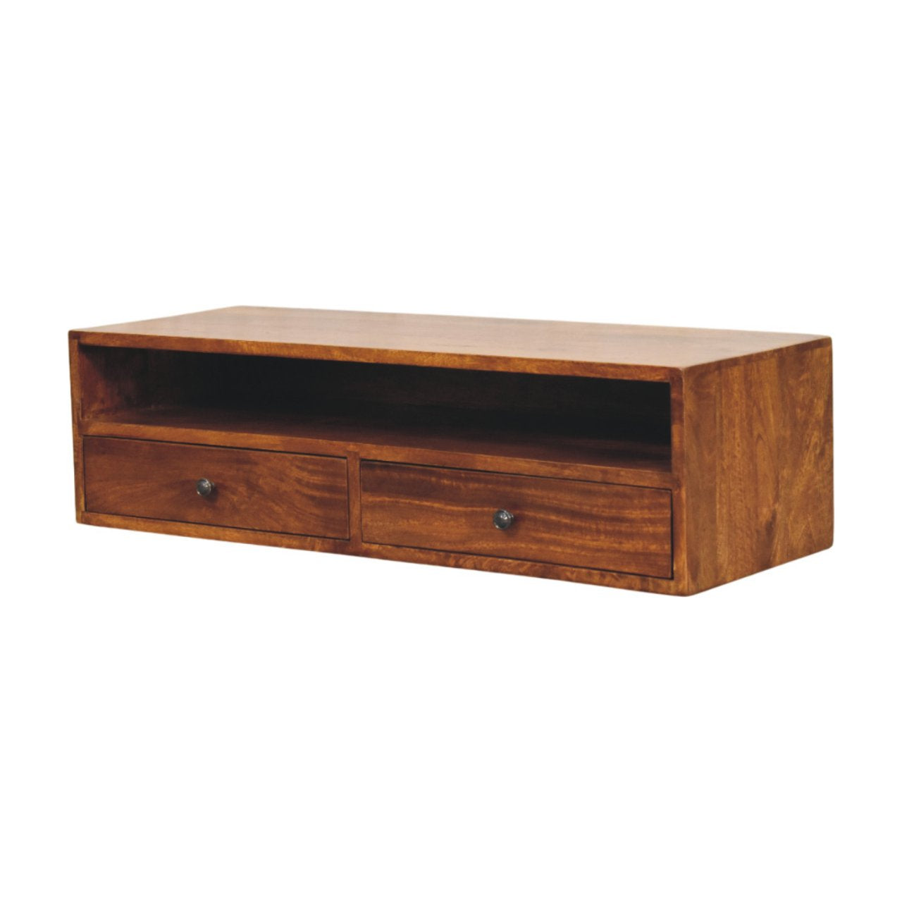 Lunar 2 Drawer Chestnut Wall Mounted Media Unit